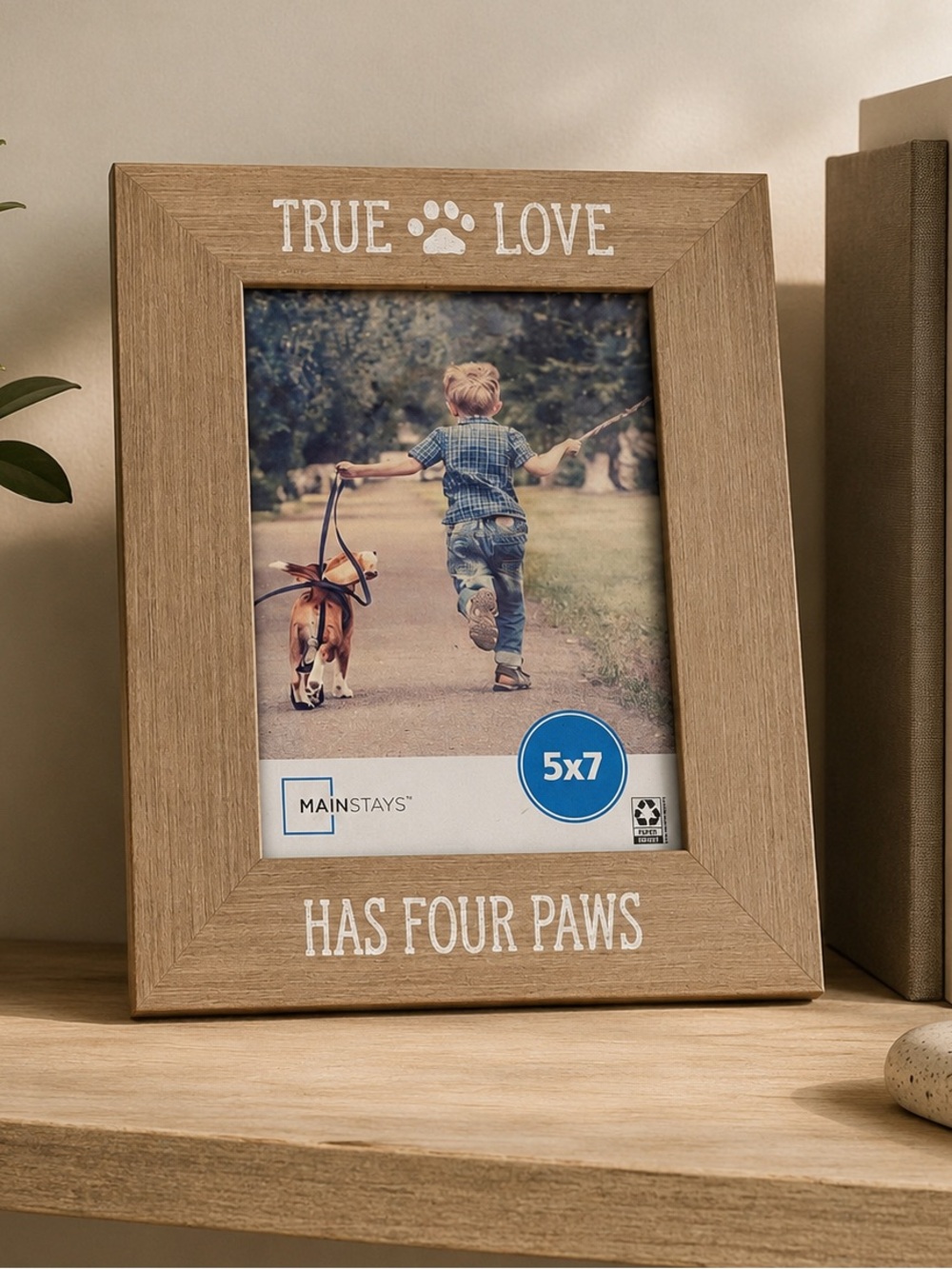🌸 Mainstays Natural Wood 'True Love' Paw Print Picture Frame - Brown